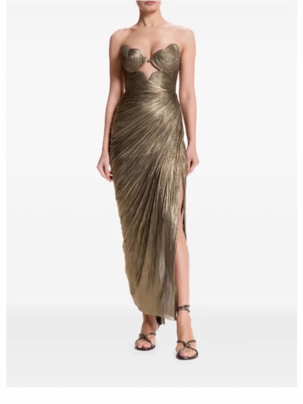 Maria Lucia hohan Strapless Sculpted Metallic Bronze Evening Dress